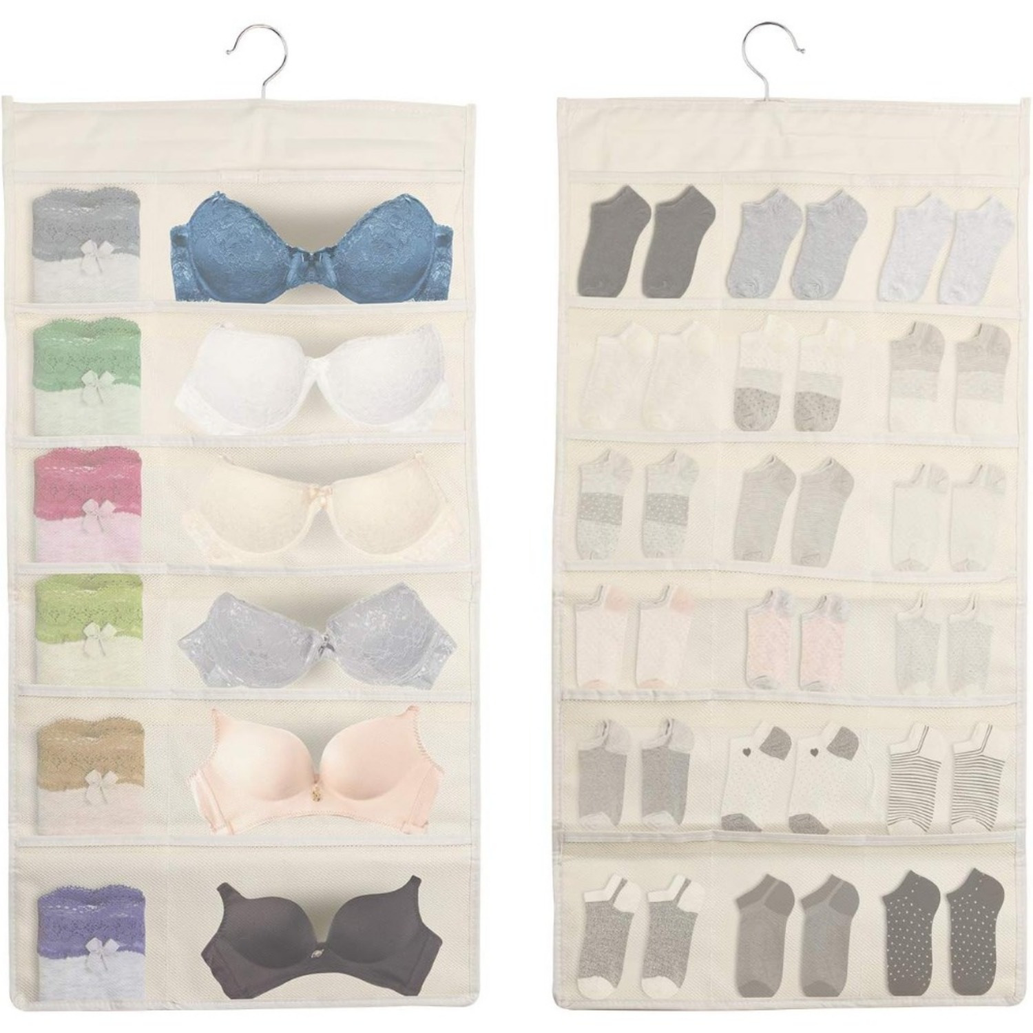 Organizador Colgante Doble Cara Ropa Interior, Calcetines y Joyas