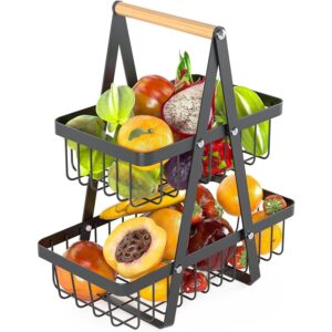 Cesta Organizadora de Cocina de 2 Niveles Extraíble - Negra