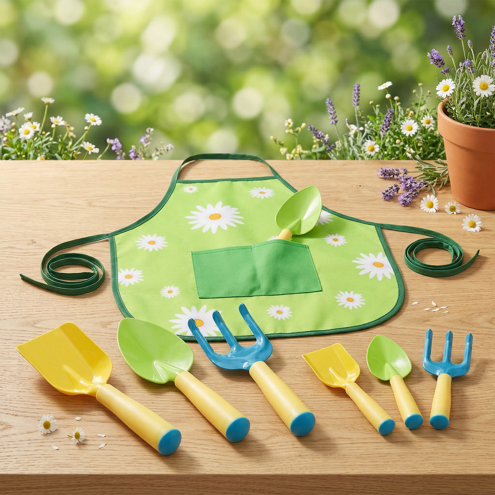 Kit de Jardinería 3 Piezas con Delantal Floral - Orden y Estilo
