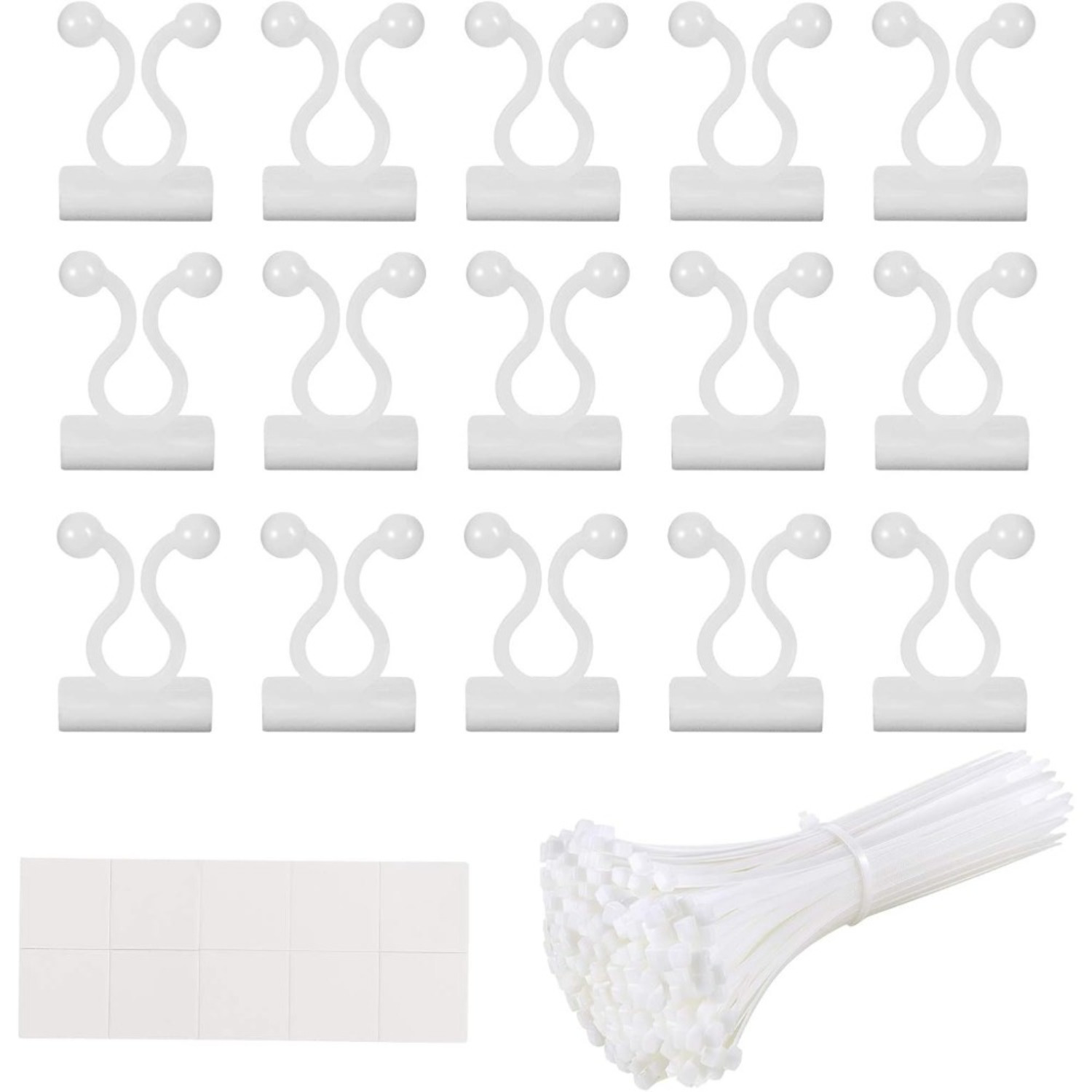 Kit 150 Clips Blancos y Bridas Verdes para Plantas y Jardín
