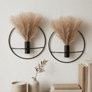 Set Decoración Pared 2 Jarrones y Ganchos Adhesivos para Organizar