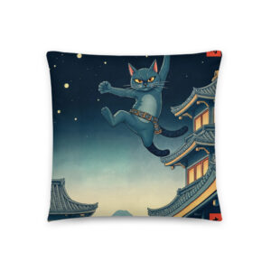 Cojín Gato Ninja Tejados · Ukiyo-e