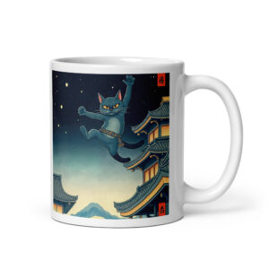 Taza Gato Ninja Tejados · Ukiyo-e