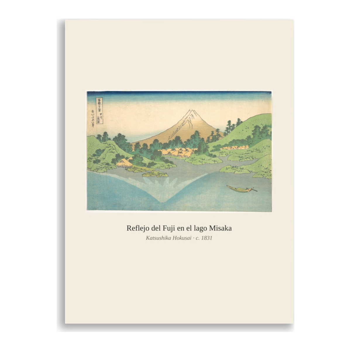Lámina Reflejo del Fuji en el lago Misaka · Hokusai