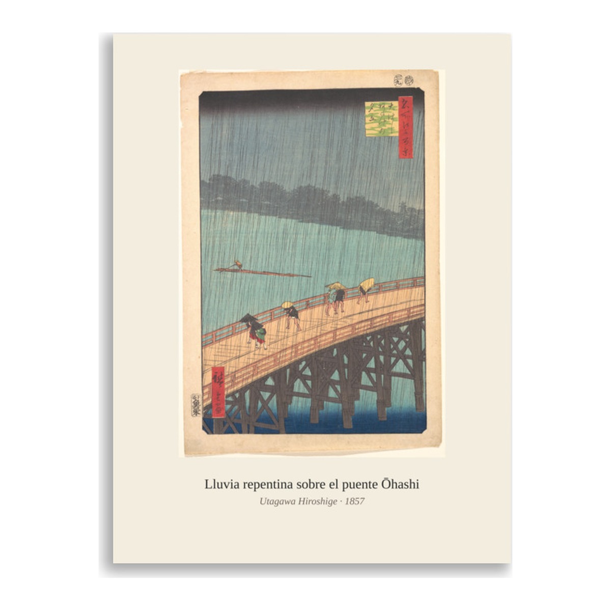 Lámina Lluvia repentina sobre el puente Ōhashi · Hiroshige