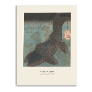 Lámina Carpa koi y pino · Gakutei