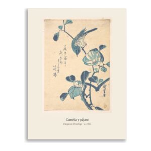 Lámina Camelia y pájaro · Hiroshige
