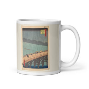 Taza Lluvia repentina sobre el puente Ōhashi · Hiroshige